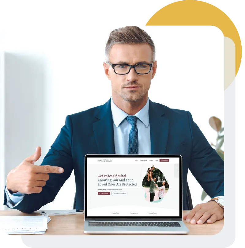 Law firm website design shown on a laptop and phone